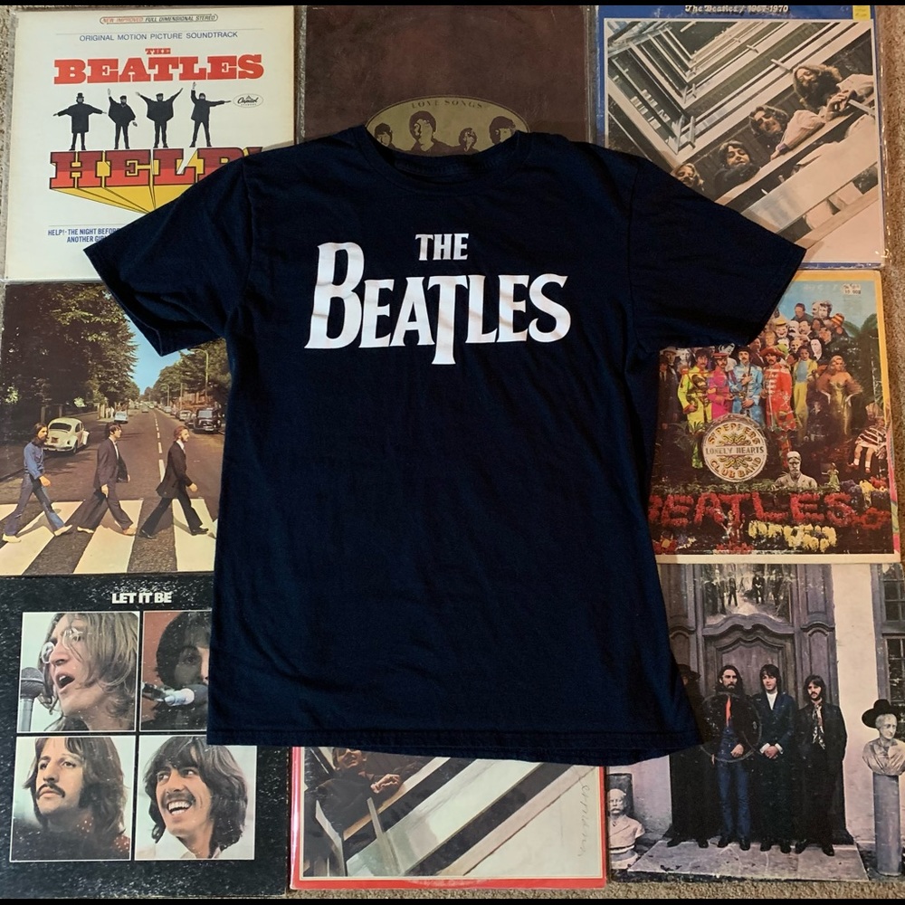 The Beatles black and white logo 2015 t shirt